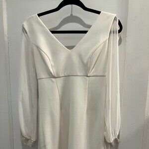 Boston Proper elegent white off-the shoulder short dress with beading size 2
